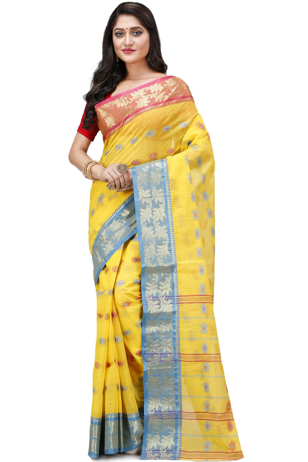 Yellow Pure Cotton Dui_Has Tant Saree (870)